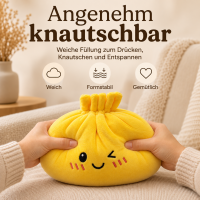 Plush Dumpling Kawaii Kuschelkissen weich & knautschig 20 cm gelb