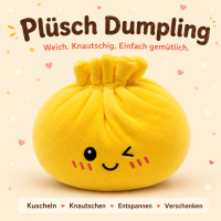 Plush Dumpling Kawaii Kuschelkissen weich & knautschig 20 cm gelb