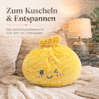 Plush Dumpling Kawaii Kuschelkissen weich & knautschig 20 cm gelb