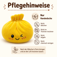 Plush Dumpling Kawaii Kuschelkissen weich & knautschig 20 cm gelb