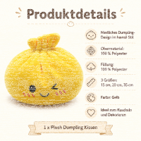 Plush Dumpling Kawaii Kuschelkissen weich & knautschig 35 cm gelb