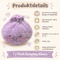 Plush Dumpling Kawaii Kuschelkissen weich & knautschig 15 cm lila