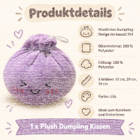 Plush Dumpling Kawaii Kuschelkissen weich & knautschig 35 cm lila