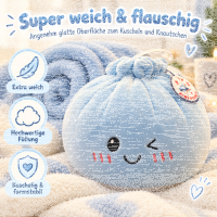 Plush Dumpling Kawaii Kuschelkissen weich & knautschig 20 cm blau