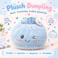 Plush Dumpling Kawaii Kuschelkissen weich & knautschig 20 cm blau