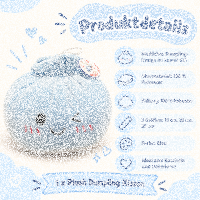 Plush Dumpling Kawaii Kuschelkissen weich & knautschig 35 cm blau