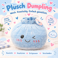 Plush Dumpling Kawaii Kuschelkissen weich & knautschig 35 cm blau
