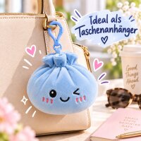 Plush Dumpling Kawaii Bagclip Taschenanhänger Schlüsselanhänger 12 cm blau