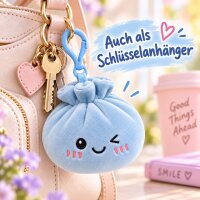 Plush Dumpling Kawaii Bagclip Taschenanhänger Schlüsselanhänger 12 cm blau
