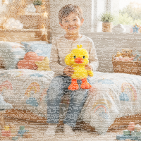 Plüschente Kuscheltier mit Schildkröten-Rucksack gelb 40 cm