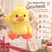 Plüschente Kuscheltier mit Schildkröten-Rucksack gelb 40 cm