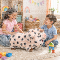 Plüschschwein Hausschwein Kuscheltier rosa XXL Stofftier Schwein stehend gepunktet 55 cm