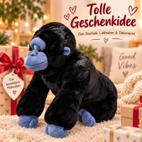 Plüschgorilla Kuscheltier Stofftier schwarz blau 70 cm – weich, groß & kuschelig