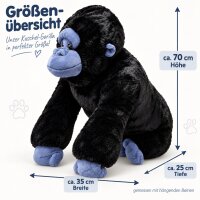 Plüschgorilla Kuscheltier Stofftier schwarz blau 70...