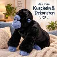 Plüschgorilla Kuscheltier Stofftier schwarz blau 70 cm – weich, groß & kuschelig