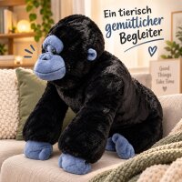 Plüschgorilla Kuscheltier Stofftier schwarz blau 70 cm – weich, groß & kuschelig