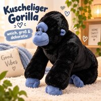 Plüschgorilla Kuscheltier Stofftier schwarz blau 70 cm – weich, groß & kuschelig