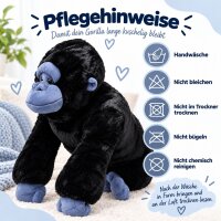 Plüschgorilla Kuscheltier Stofftier schwarz blau 70 cm – weich, groß & kuschelig