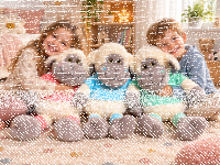 Großes Kuscheltier Schaf 75 cm, XL Plüschtier extra weich, mit Shirt Blau Be Happy