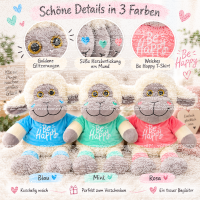 Großes Kuscheltier Schaf 75 cm, XL Plüschtier extra weich, mit Shirt Blau Be Happy