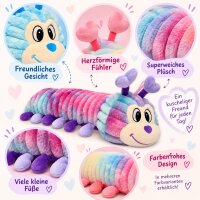 Plüschraupe Stoffraupe 70 cm – extra langes Kuscheltier Plüschtier Stofftier im Überraschungsdesign