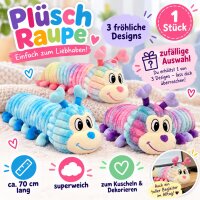 Plüschraupe Stoffraupe 70 cm – extra langes Kuscheltier Plüschtier Stofftier im Überraschungsdesign