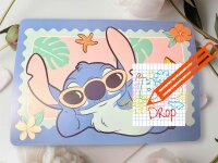 Lilo&Stitch Bastelunterlage 45 x 65 cm – abwischbare Tischschutzmatte, Malunterlage, Schreibtischunterlage Stitch mit Brille Hawaii