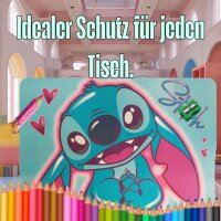 Lilo&Stitch Bastelunterlage 45 x 65 cm – abwischbare Tischschutzmatte, Malunterlage, Schreibtischunterlage Stitch mit Brille Hawaii