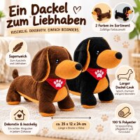 Plüsch Dackel 35 cm Kuscheltier – weicher Kuschelhund mit Halstuch | Farbe zufällig