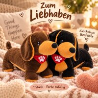 Plüsch Dackel 35 cm Kuscheltier – weicher Kuschelhund mit Halstuch | Farbe zufällig