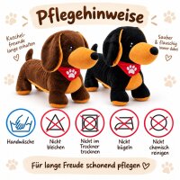 Plüsch Dackel 35 cm Kuscheltier – weicher Kuschelhund mit Halstuch | Farbe zufällig