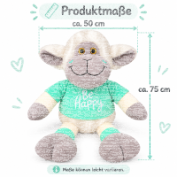Kuscheltier Schaf 75 cm, XL Plüschtier weich, mit Shirt Mint Grün Be Happy