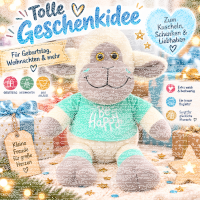 Kuscheltier Schaf 75 cm, XL Plüschtier weich, mit Shirt Mint Grün Be Happy