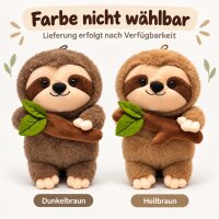 Faultier Kuscheltier mit Ast & Blättern 27 cm Braun sortiert Plüsch – weichers Faultier mit Stock | Farbe zufällig