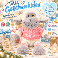 Kuscheltier Schaf 75 cm, XL Plüschtier weich, mit Shirt Pink Rosa Be Happy