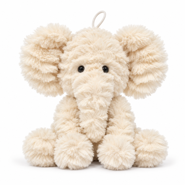 Kuscheltier Elefant zottelig Beige 20 cm Stofftier superweich – Kuscheltier Plüschtier Geschenkidee