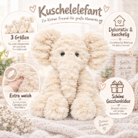 Kuscheltier Elefant zottelig Beige 20 cm Stofftier superweich – Kuscheltier Plüschtier Geschenkidee