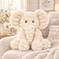 Kuscheltier Elefant zottelig Beige 20 cm Stofftier superweich – Kuscheltier Plüschtier Geschenkidee