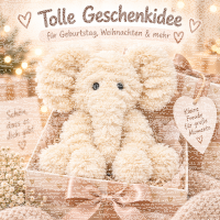 Kuscheltier Elefant zottelig Beige 20 cm Stofftier superweich – Kuscheltier Plüschtier Geschenkidee
