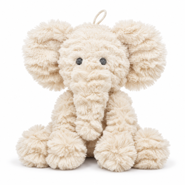 Kuscheltier Elefant zottelig Beige 35 cm Stofftier superweich – Kuscheltier Plüschtier Geschenkidee