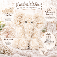 Kuscheltier Elefant zottelig Beige 60 cm Stofftier superweich – Kuscheltier Plüschtier Geschenkidee