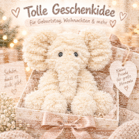 Kuscheltier Elefant zottelig Beige 60 cm Stofftier superweich – Kuscheltier Plüschtier Geschenkidee
