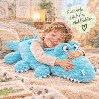Kuscheltier Krokodil Alligator Plüschtier weich 45 cm liegend mint türkis