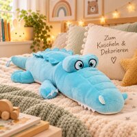 Kuscheltier Krokodil Alligator Plüschtier weich 45 cm liegend mint türkis