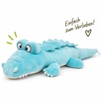 Kuscheltier Krokodil Alligator Plüschtier weich 45 cm liegend mint türkis
