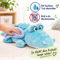 Kuscheltier Krokodil Alligator Plüschtier weich 45 cm liegend mint türkis