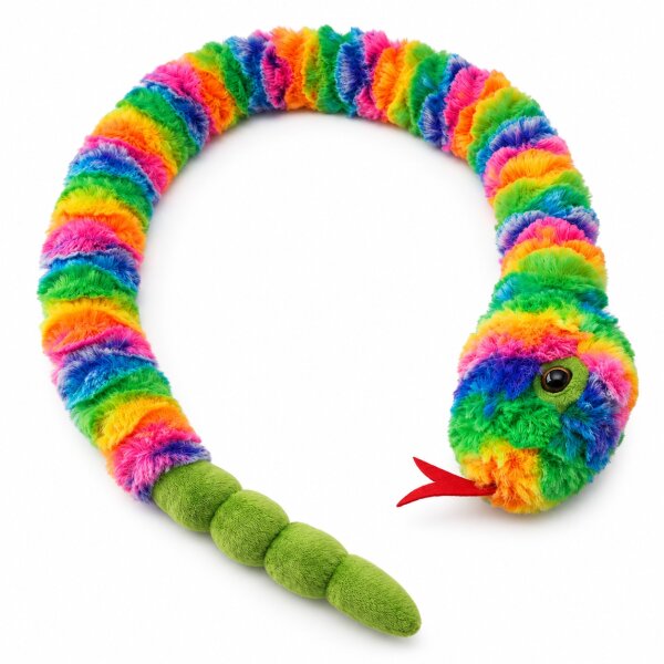 Plüschtier Plüschschlange XXL Plüsch-Schlange weich gefüllt, ideal zum Trösten Kuscheln Einschlafhilfe Toys Schlange Snake Kuscheltier Regenbogen bunt 200 cm