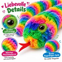 Plüschtier Plüschschlange XXL Plüsch-Schlange weich gefüllt, ideal zum Trösten Kuscheln Einschlafhilfe Toys Schlange Snake Kuscheltier Regenbogen bunt 200 cm