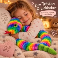 Plüschtier Plüschschlange XXL Plüsch-Schlange weich gefüllt, ideal zum Trösten Kuscheln Einschlafhilfe Toys Schlange Snake Kuscheltier Regenbogen bunt 200 cm