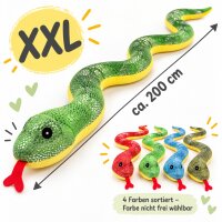 Plüschtier Plüschschlange XXL 200 cm Plüsch-Schlange weich gefüllt, ideal zum Trösten Kuscheln Einschlafhilfe Toys Schlange Snake Kuscheltier Farbe nicht wählbar